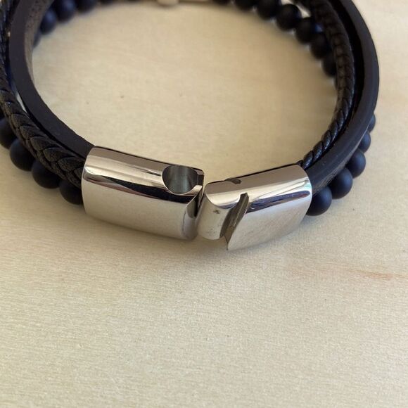 Leather Cross Bracelet - Picture 3 of 4